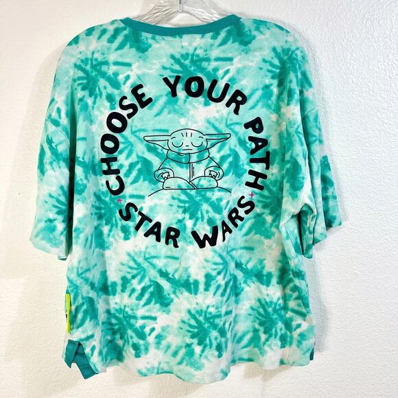 Star‎ Wars Yoda Graphic Tee Womens M Green Choose Your Path Oversized Streetwear - Picture 1 of 10